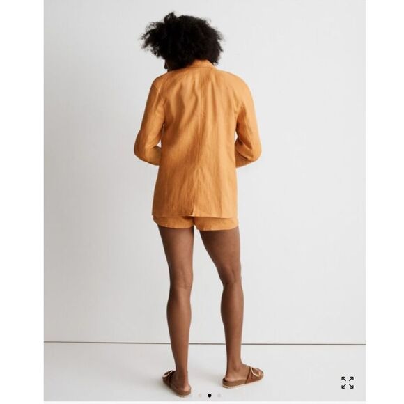 Madewell Orange Linen Oversized Double Breasted Blazer NWT Size Small - Picture 3 of 9